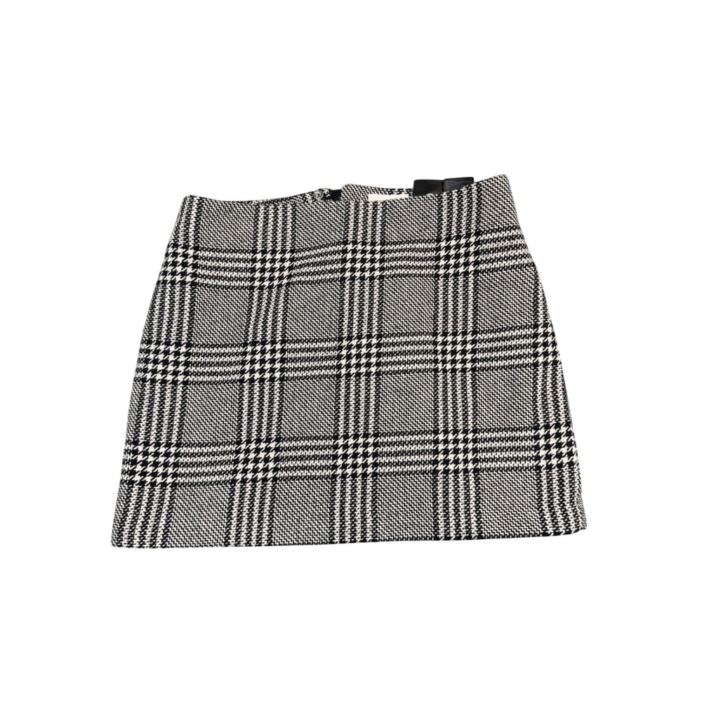 HM Womens Black White Glen Plaid‎ Mini Skirt A-Line Checkered Size 10 Textured
